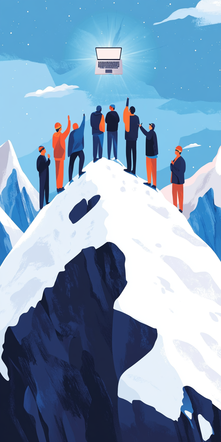 A group of construction workers in a group pointing at their finished work